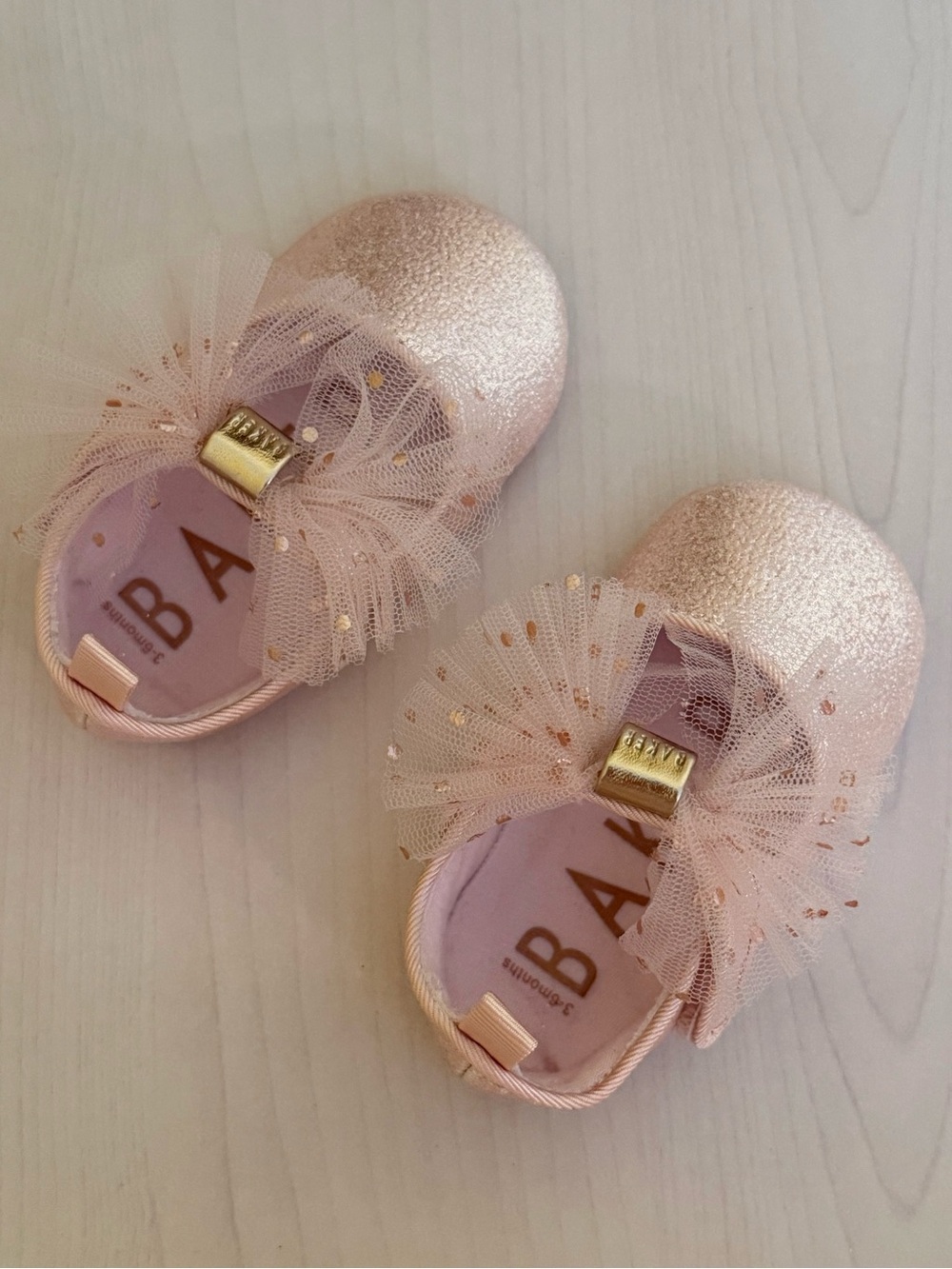 Ted Baker Girls' Rose Gold Glitter Tulle Bow Slip-On Shoes